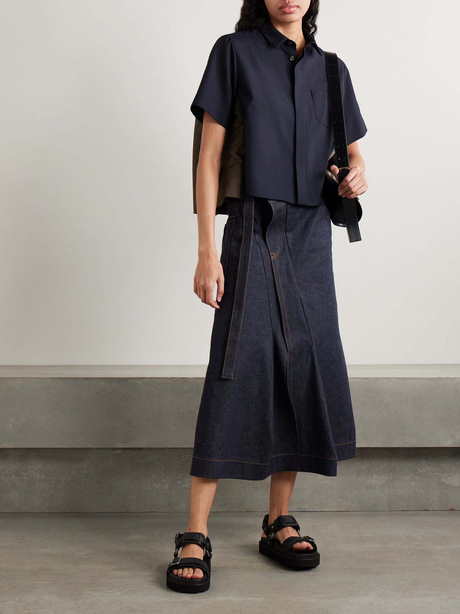 Belted denim midi skirt Indigo - 2