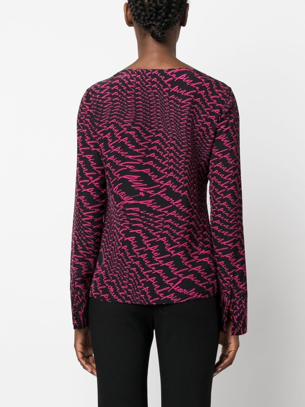 logo-print long-sleeve blouse - 4