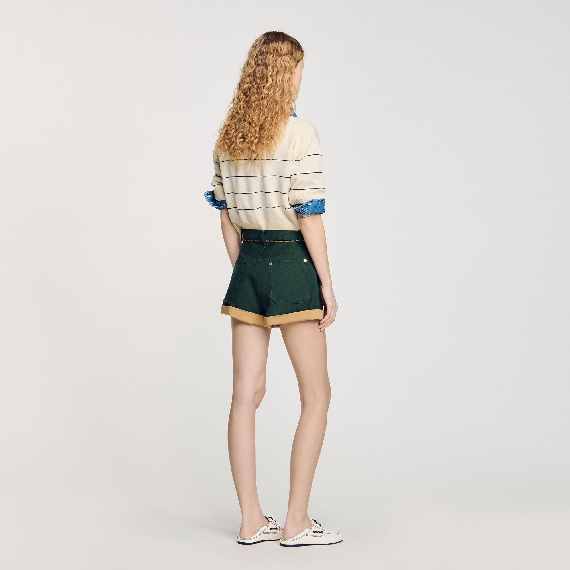 TWO-TONE DRAWSTRING WAIST SHORTS - 5