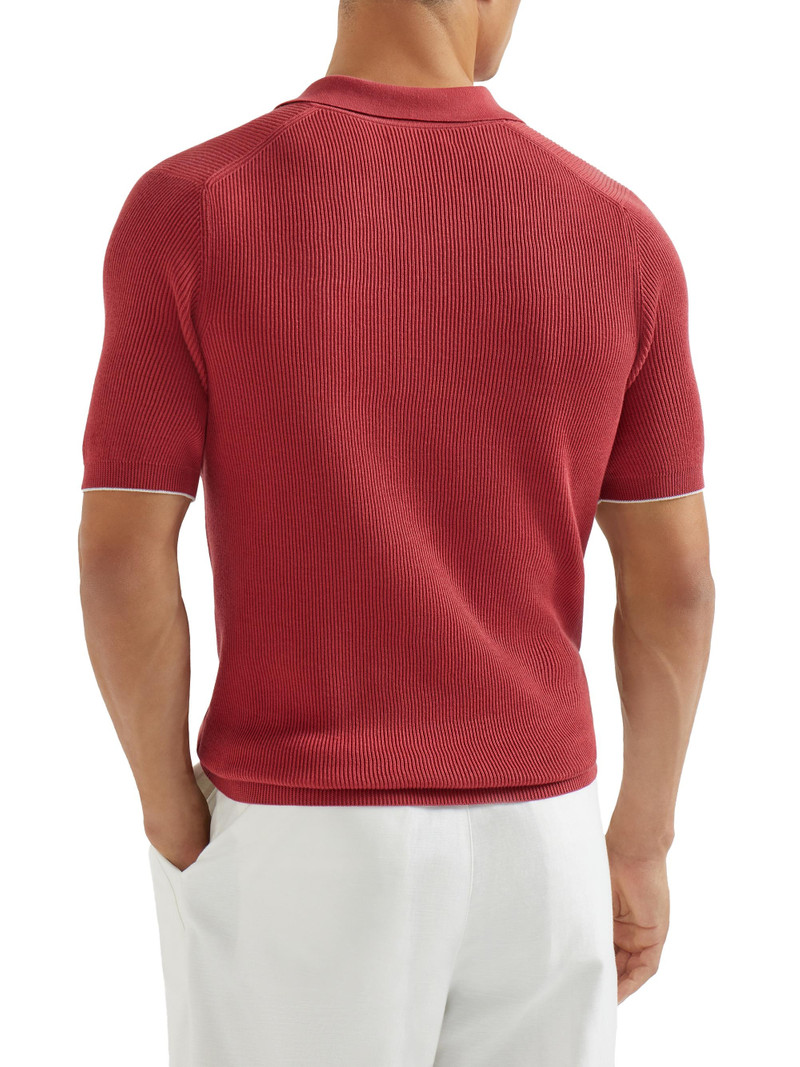 Men's Cotton English Rib Knit Polo Shirt - Red 3