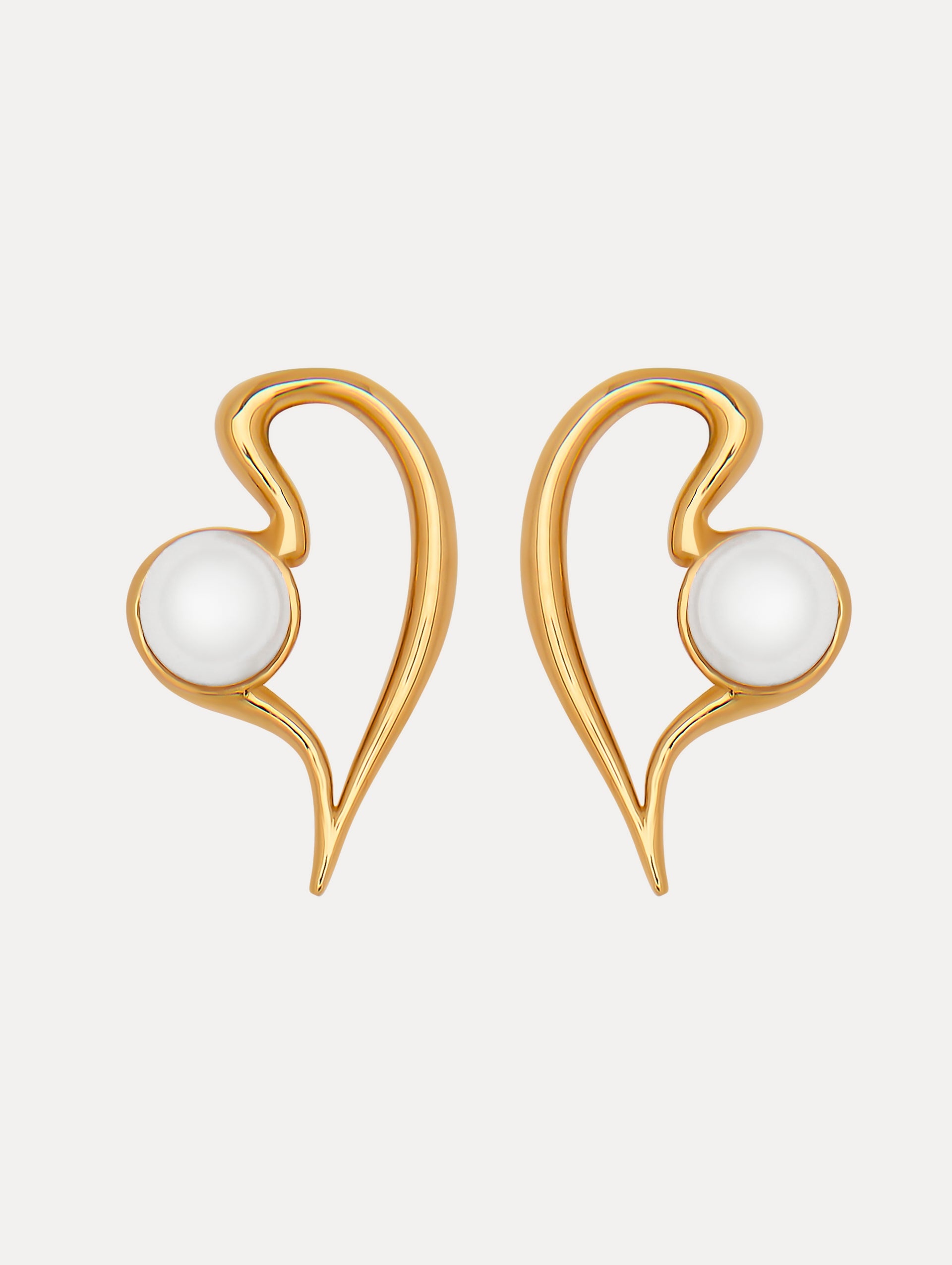 LARGE PEARL HEART EARRINGS - 1