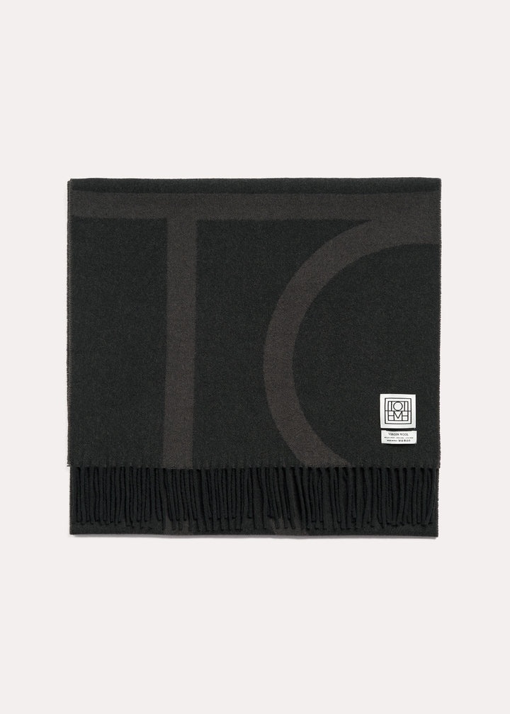 Knotted monogram silk scarf silver grey