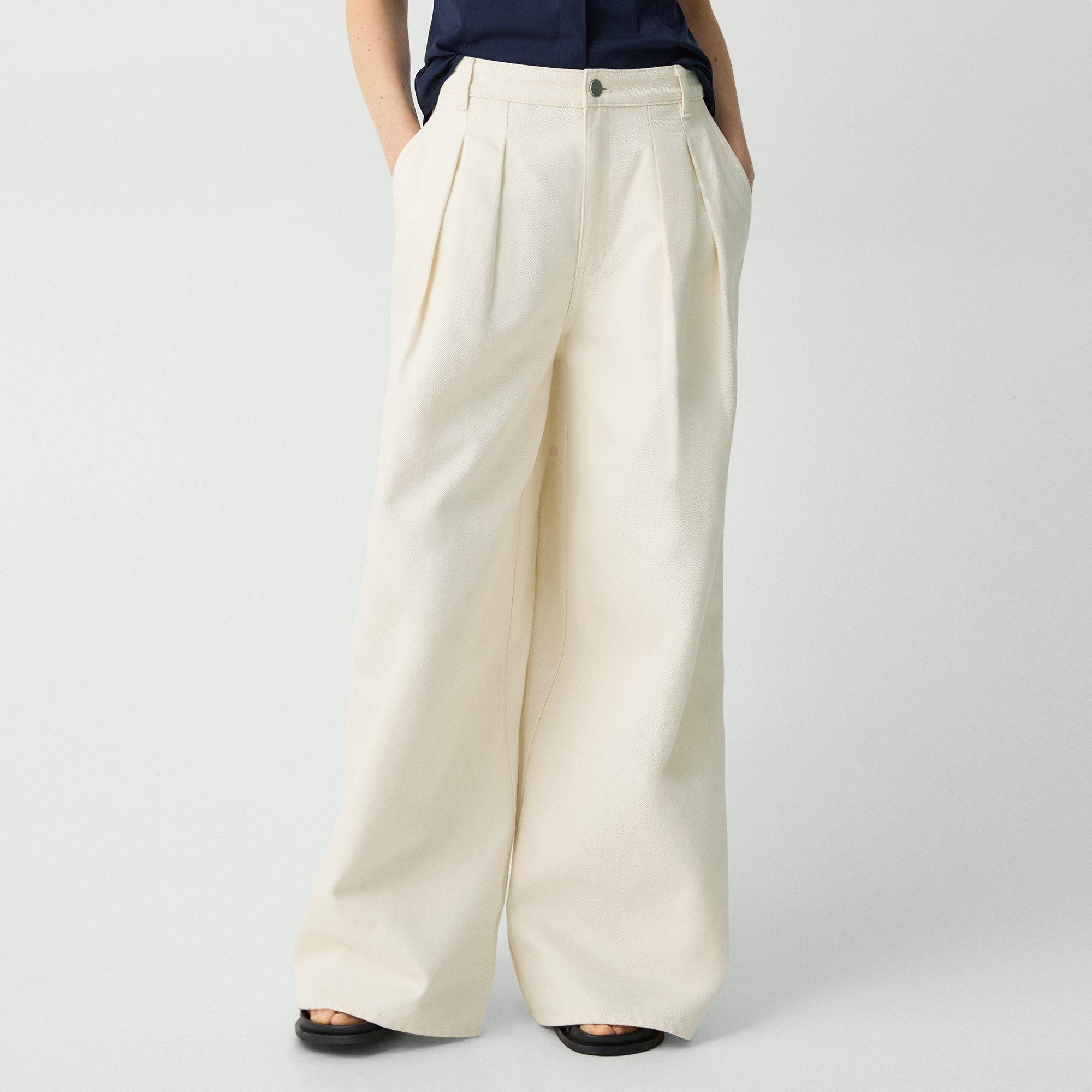 Wide-Leg Double Pleat Pant in Denim - 5