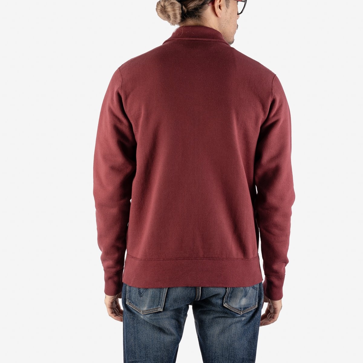 IHSW-60-BUR Printed 14oz Ultra Heavyweight Loopwheel Cotton Zip Up Sweater - Burgundy - 4