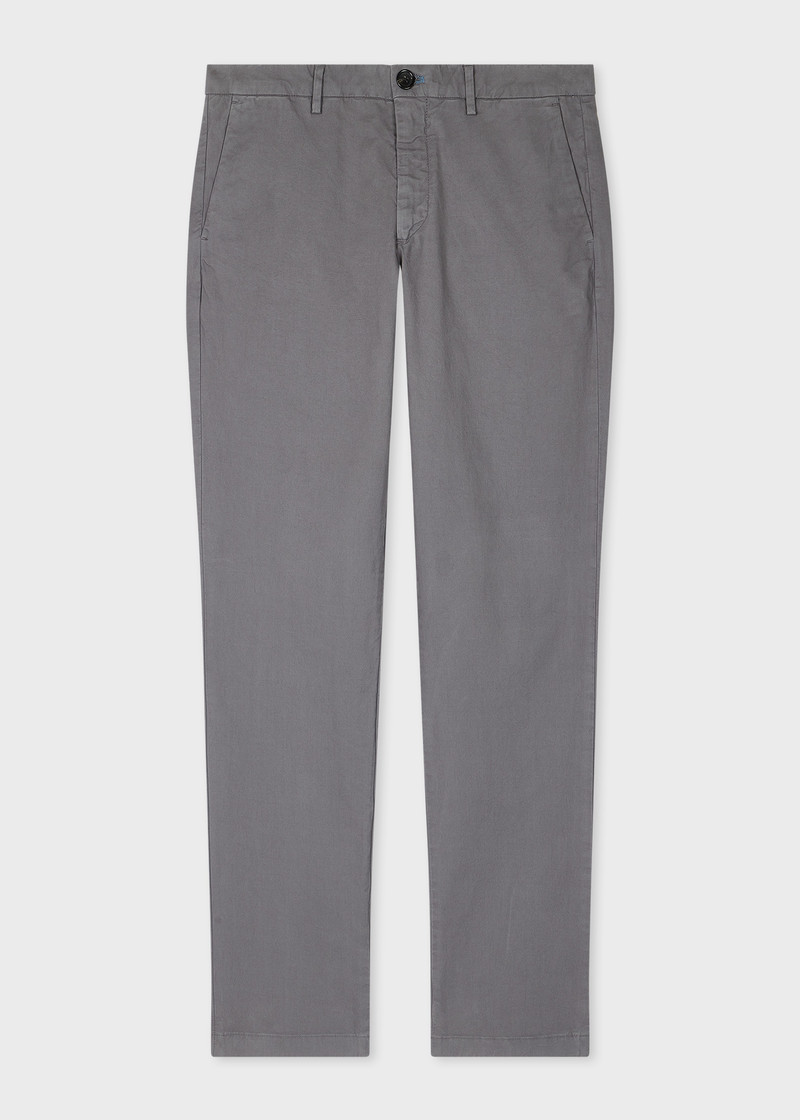 Mid-Fit Grey Stretch-Cotton 'Broad Stripe Zebra' Chinos 1