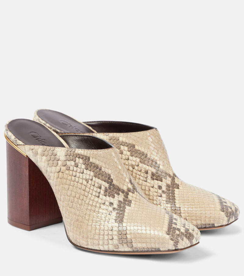 Ambre snake-effect leather mules - 1