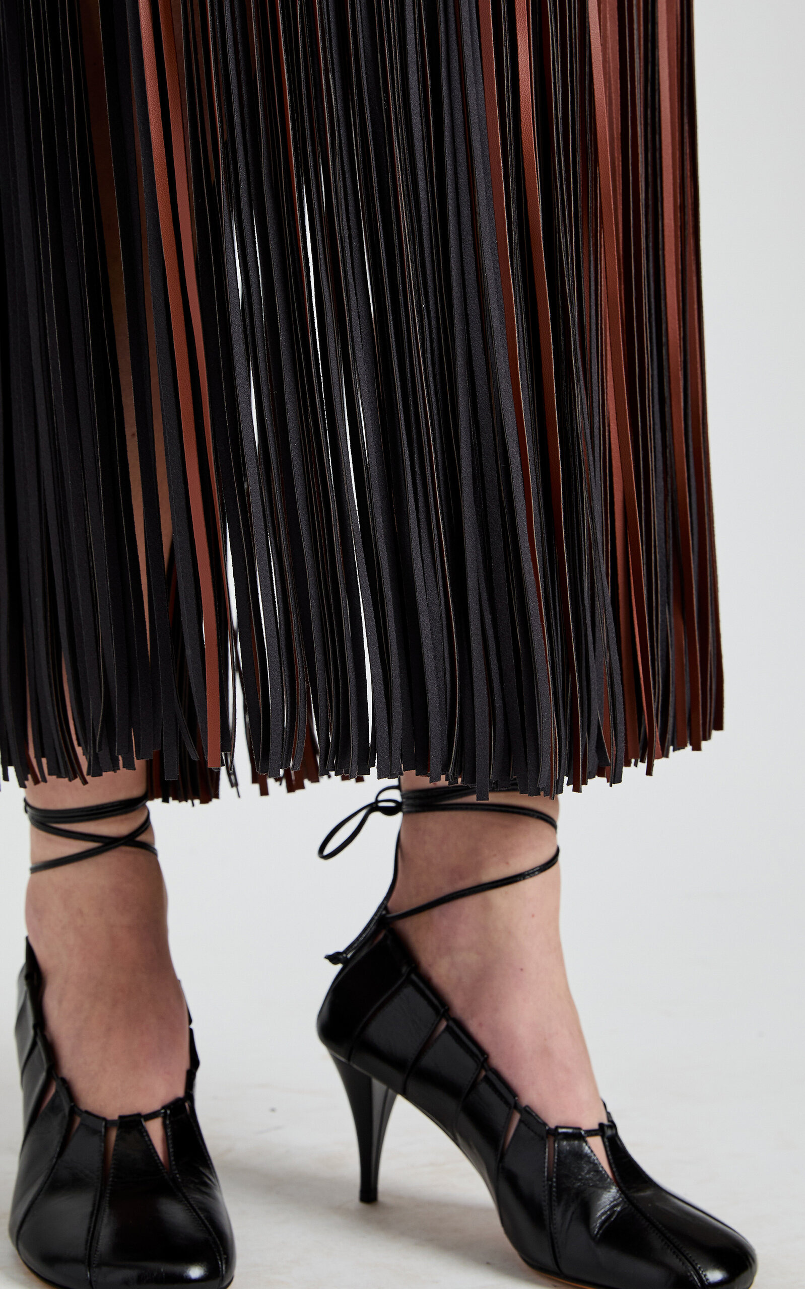 Veda Faux Leather Fringe Skirt brown - 5