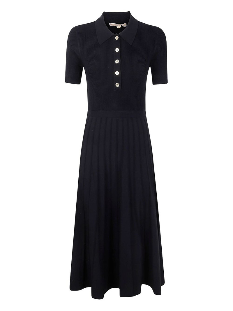 ribbed polo pleated midi dress 1