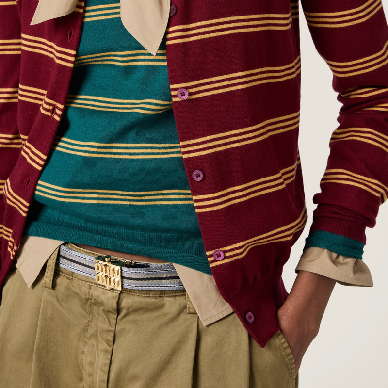 Striped cashmere and silk cardigan 4