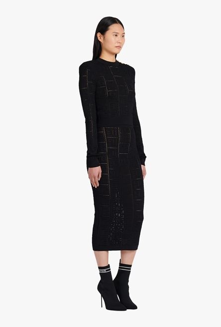 Cropped black sweater eco-designed with Balmain monogram - 7