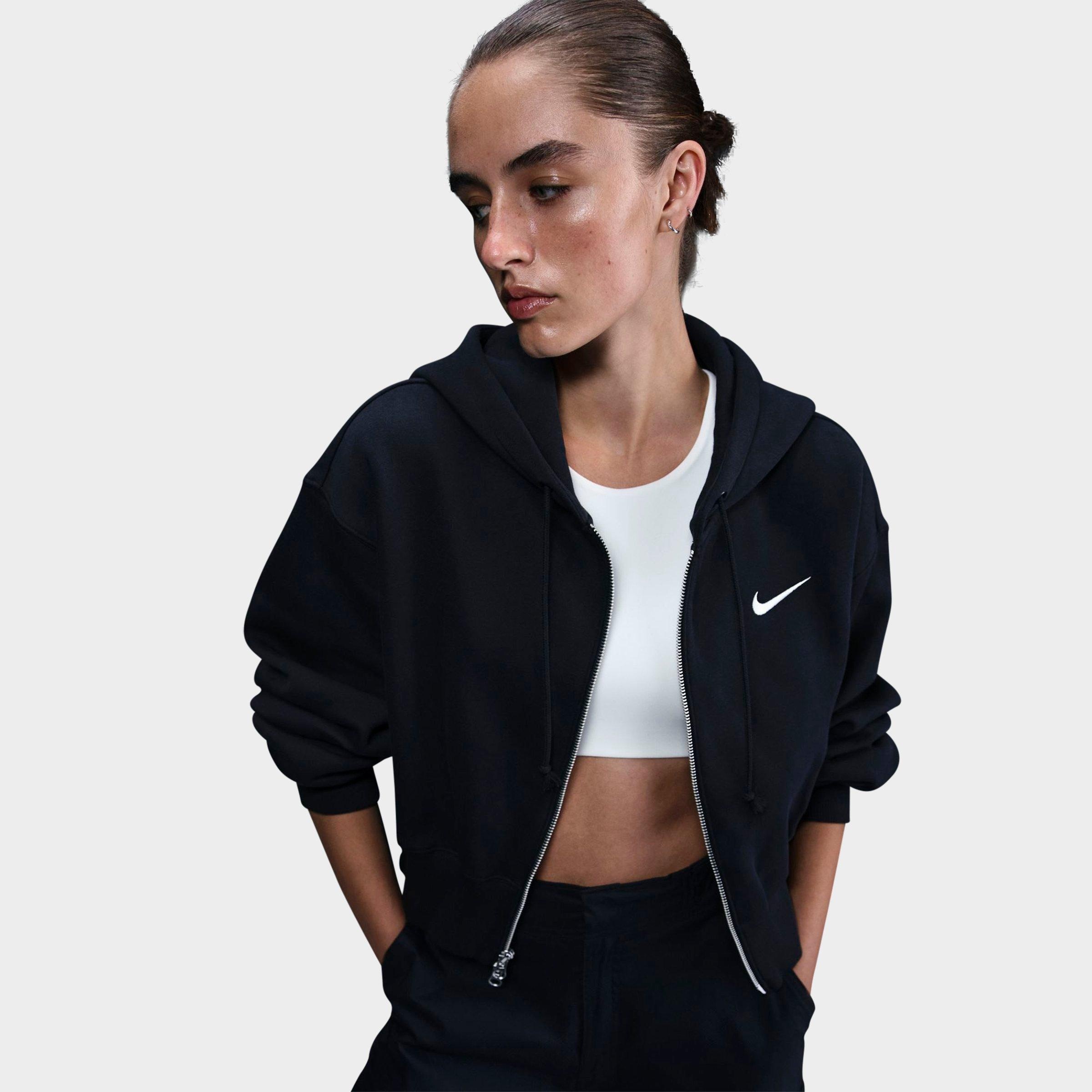 WOMEN'S NIKE SPORTSWEAR PHOENIX FLEECE CROP FULL-ZIP HOODIE - 1