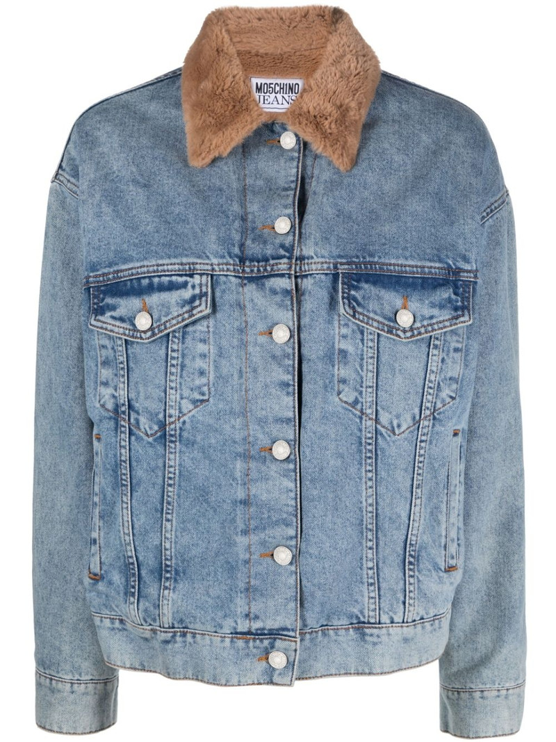 shearling-collar denim jacket 1