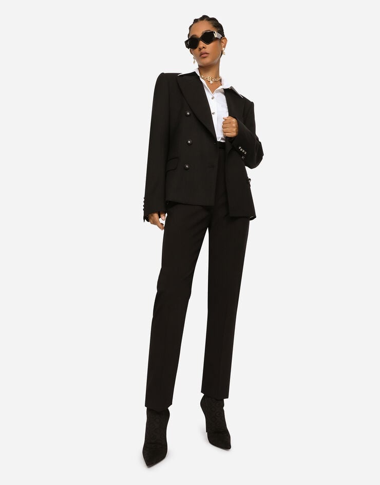 Wool pants with duchesse tuxedo band - 5