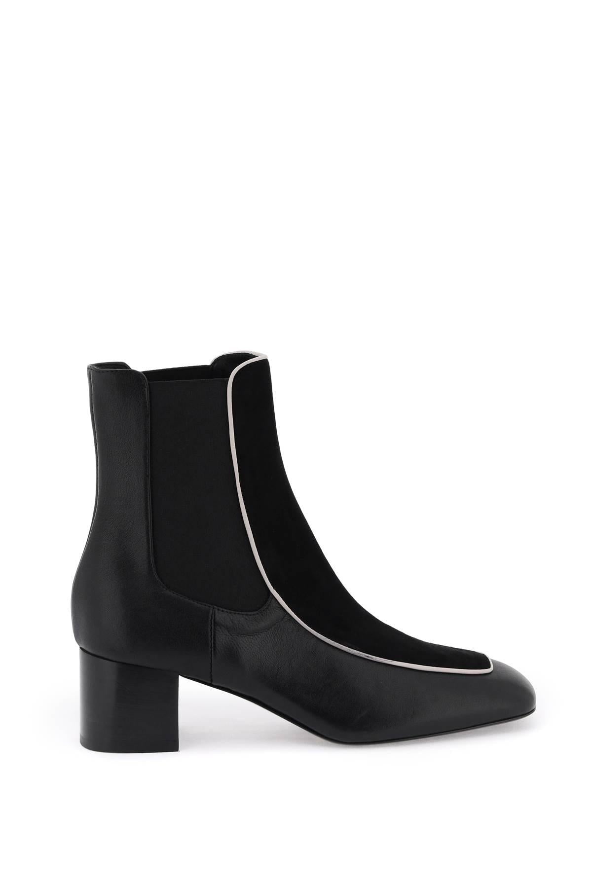 SMOOTH AND SUEDE LEATHER ANKLE BOOTS - 1