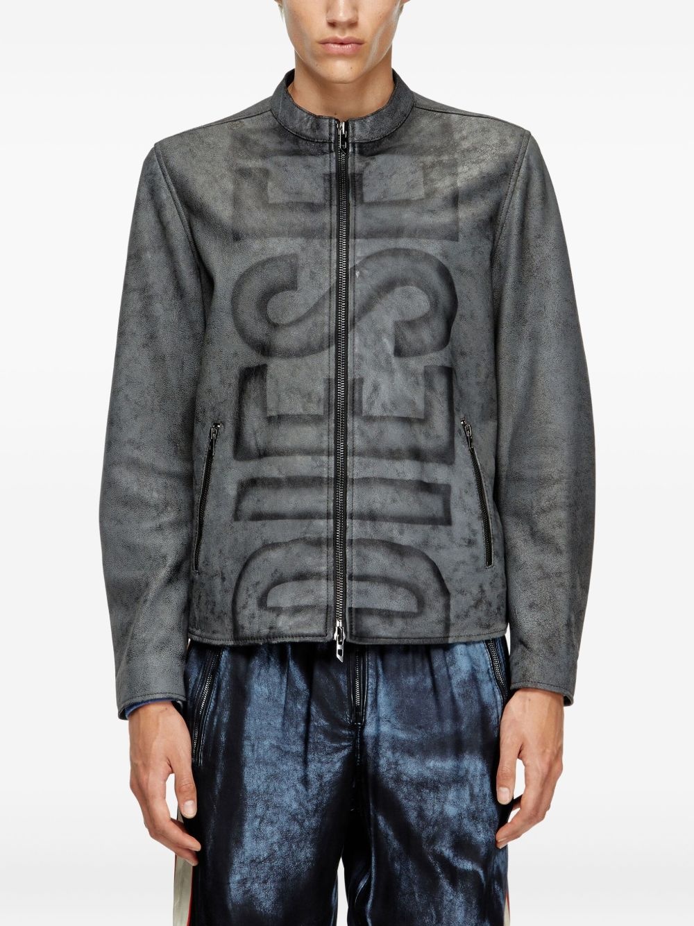 L-Evert-A logo-print leather jacket - 3