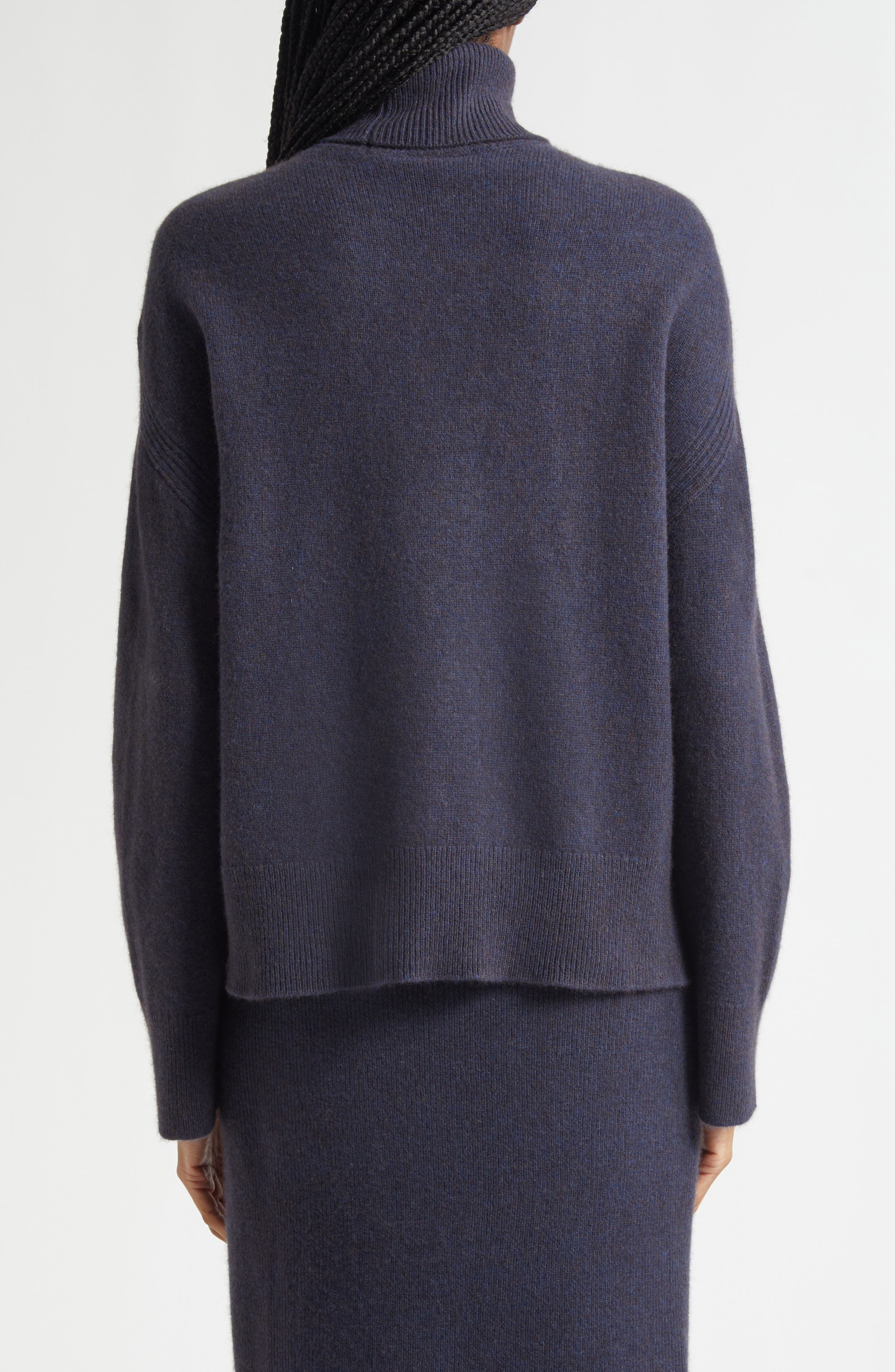 Emporio Armani Melange Turtleneck Wool Sweater in Solid Medium Blue at Nordstrom - 3