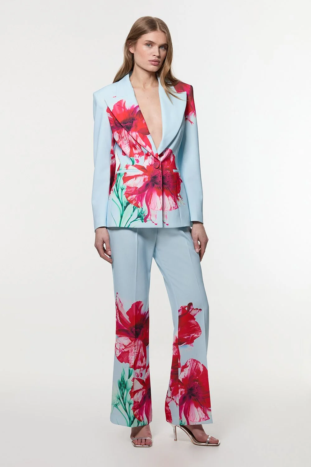 Tailored Crepe Placed Floral Wide Leg Trouser - 1