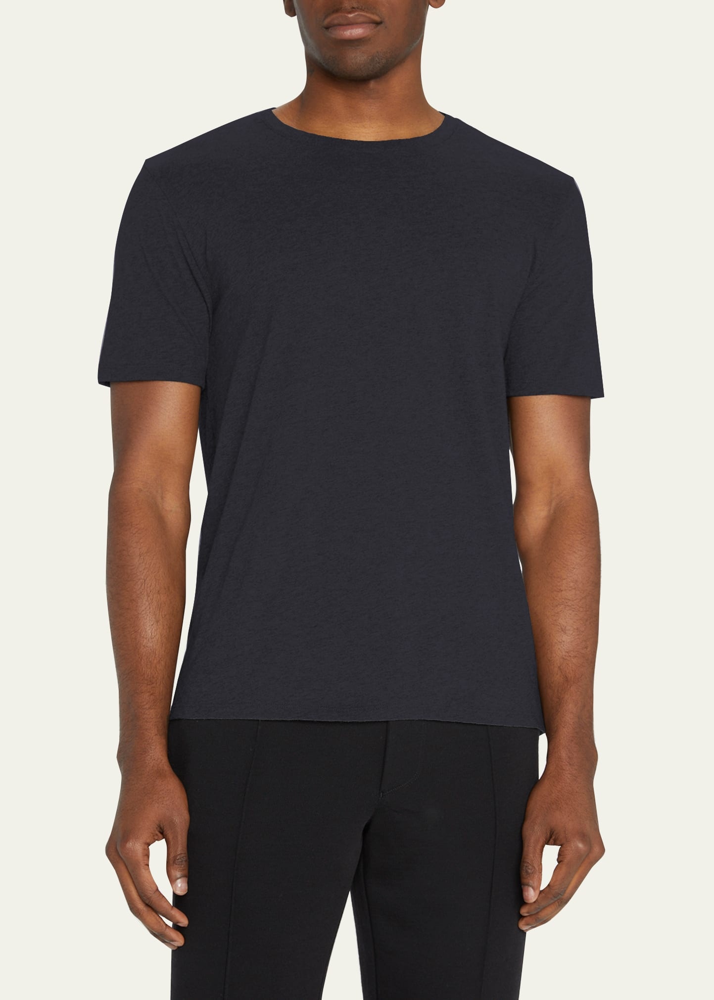 Men's Short-Sleeve Pima Crewneck Jersey T-Shirt, Black - 4