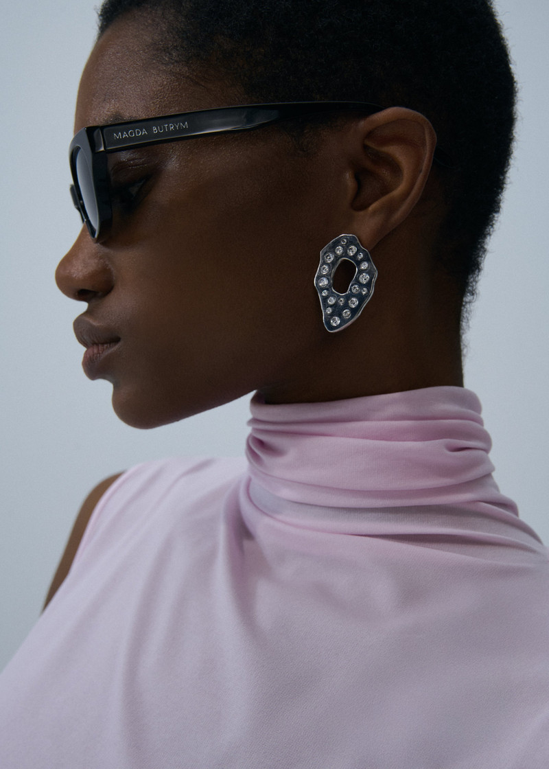 MAGDA BUTRYM Abstract crystal-studded earrings in silver outlook