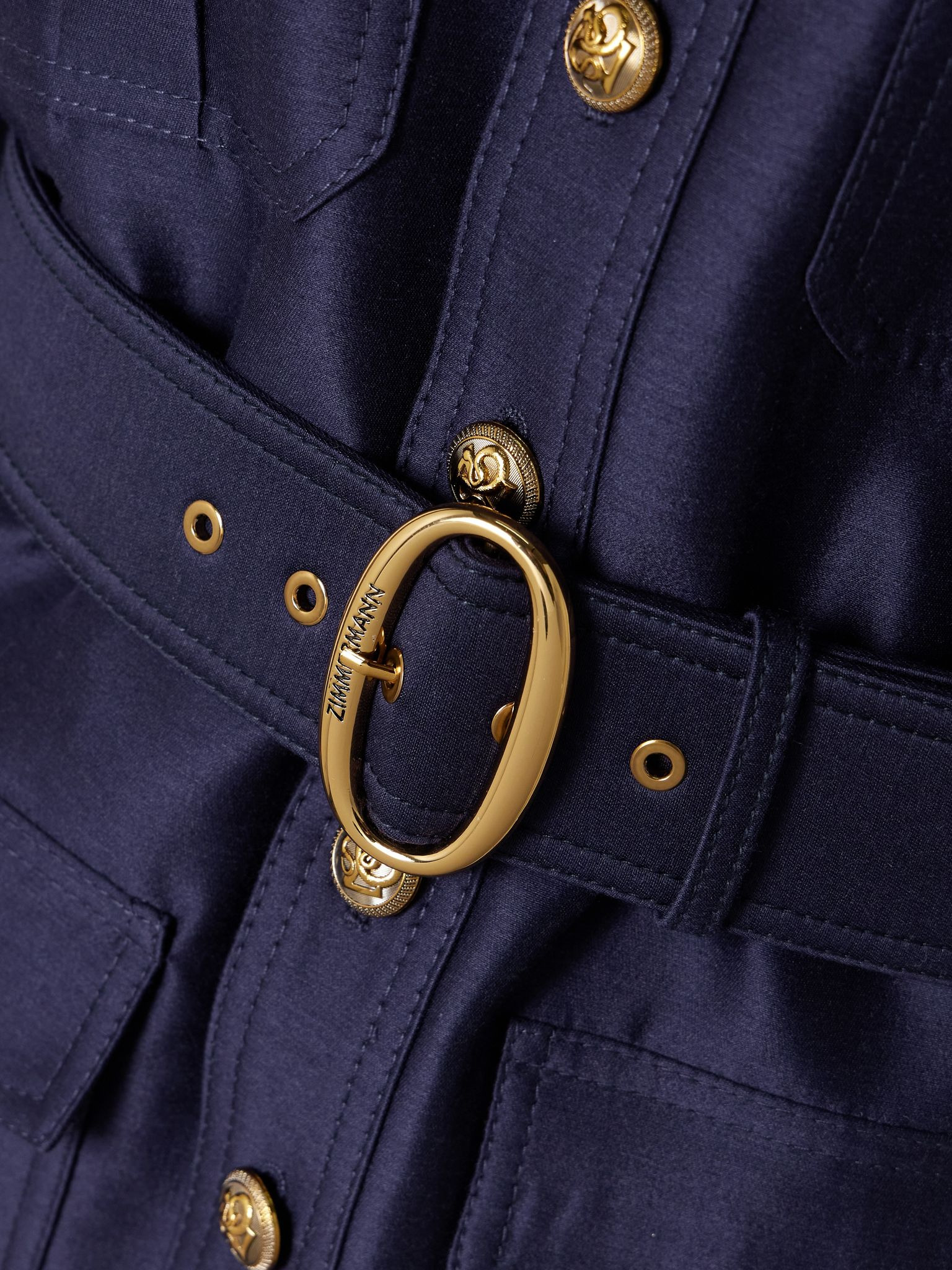 Belted wool and silk-blend jacket Indigo - 4