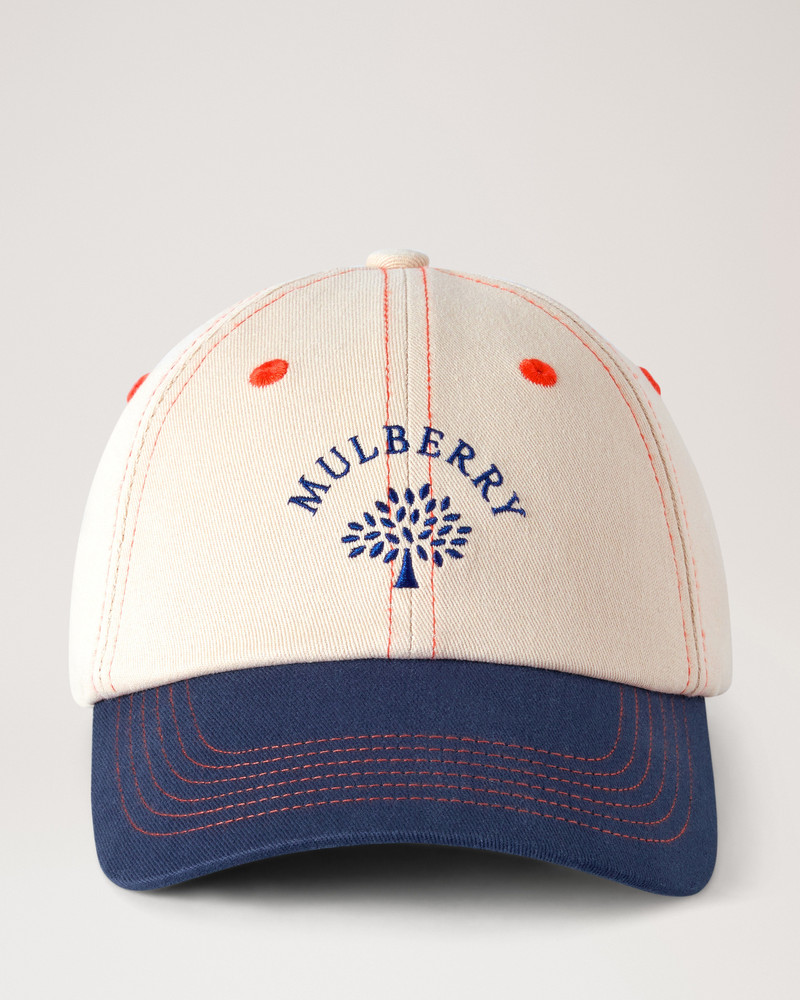 Mulberry Tree Baseball Cap - Colour Block Ecru & Night Sky Cotton 1