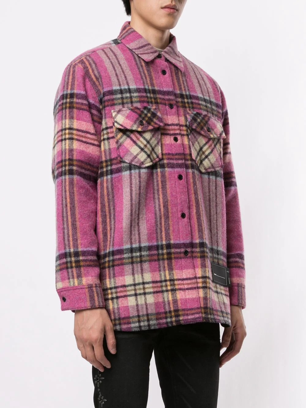 plaid wool overshirt - 4