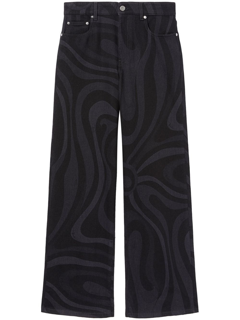 Marmo-print denim wide-leg jeans - 1