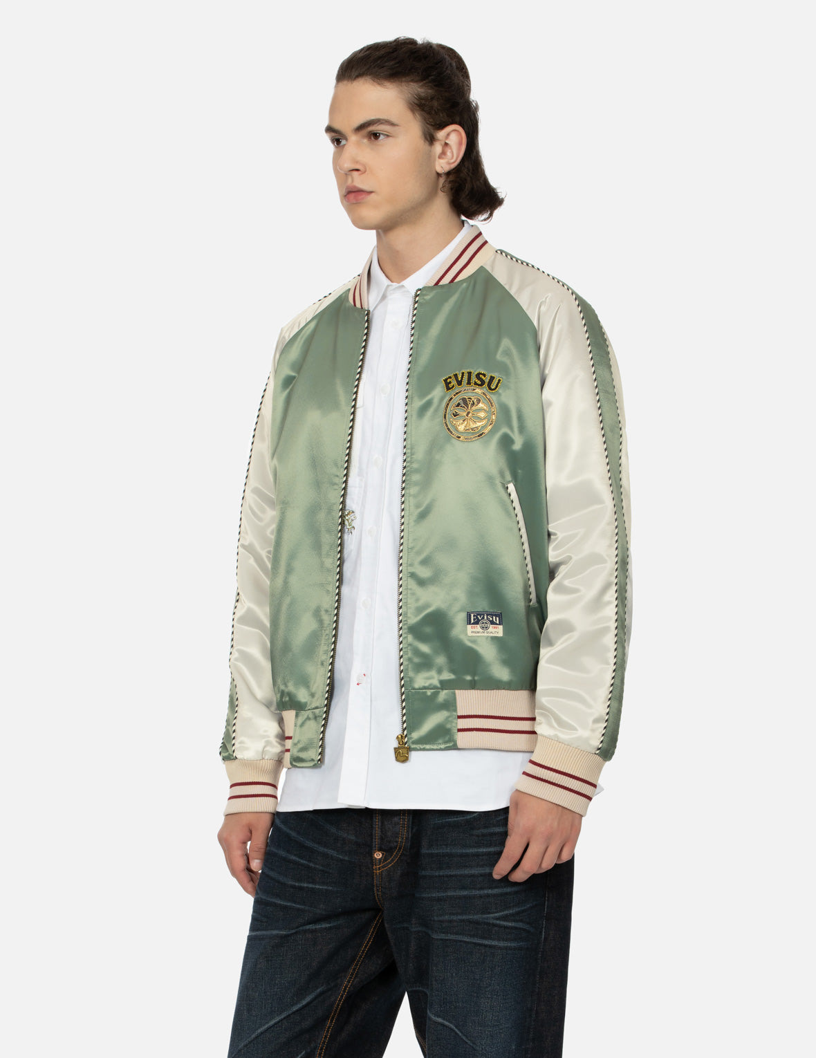 KAMON BROCADE APPLIQUÉ AND CARP EMBRODIERY RELAX FIT SOUVENIR JACKET - 8