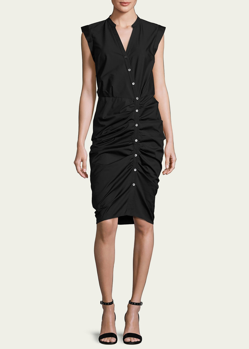 VERONICA BEARD Sleeveless Ruched Poplin Shirtdress outlook
