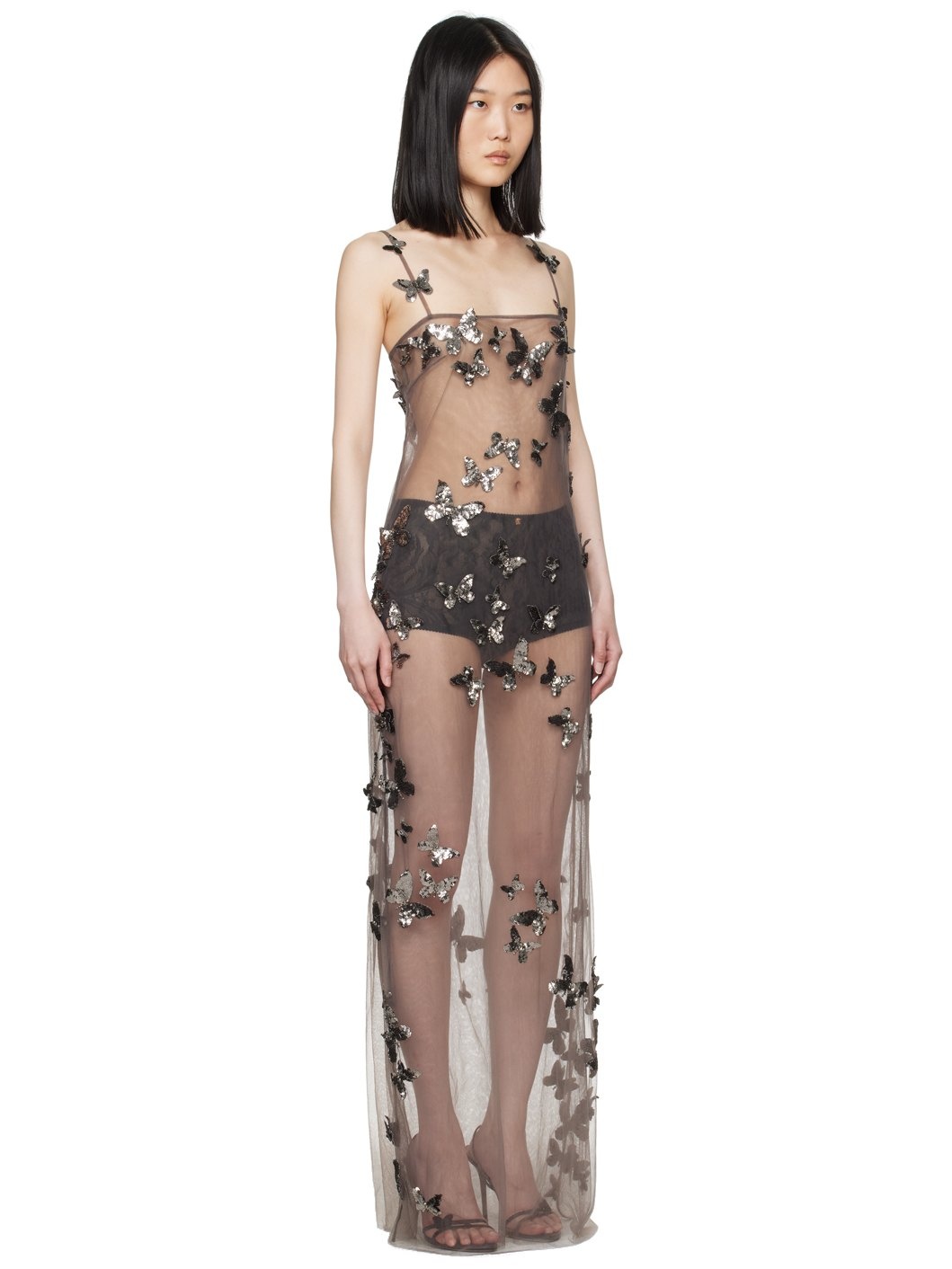 Gray Sequinned Maxi Dress - 2