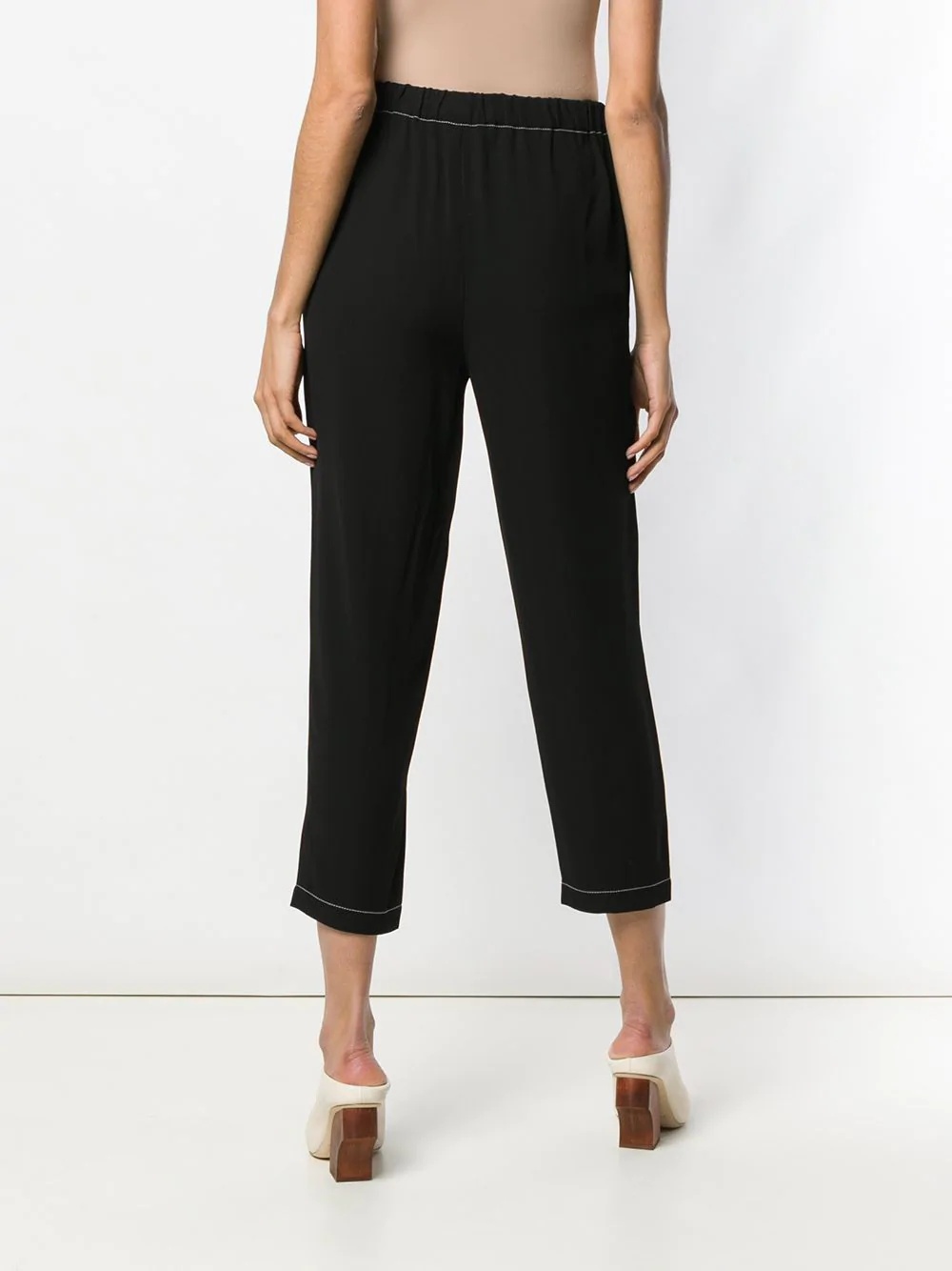 cropped elasticated trousers - 4