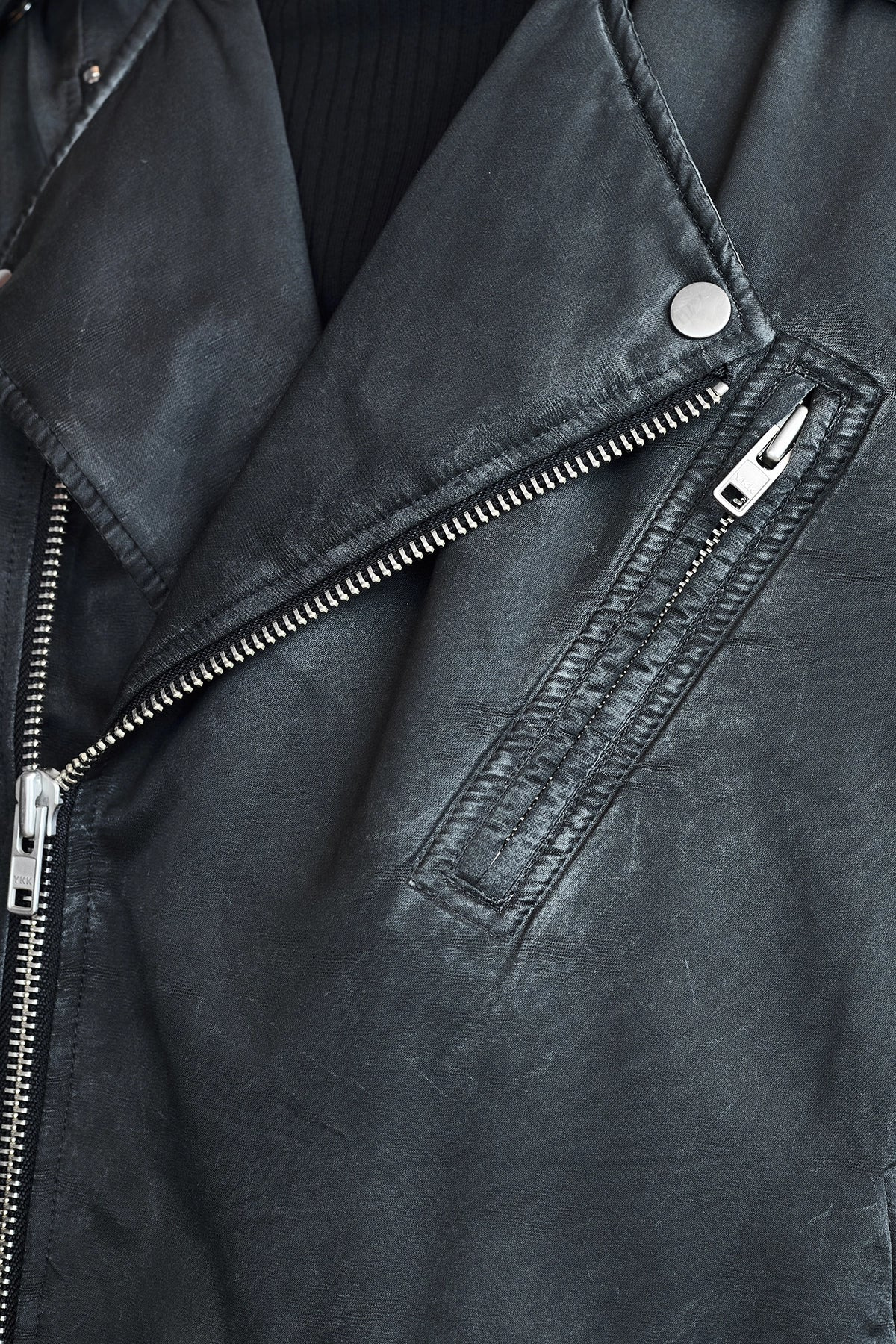 MM6 Washed Cotton Biker Jacket Black - 4