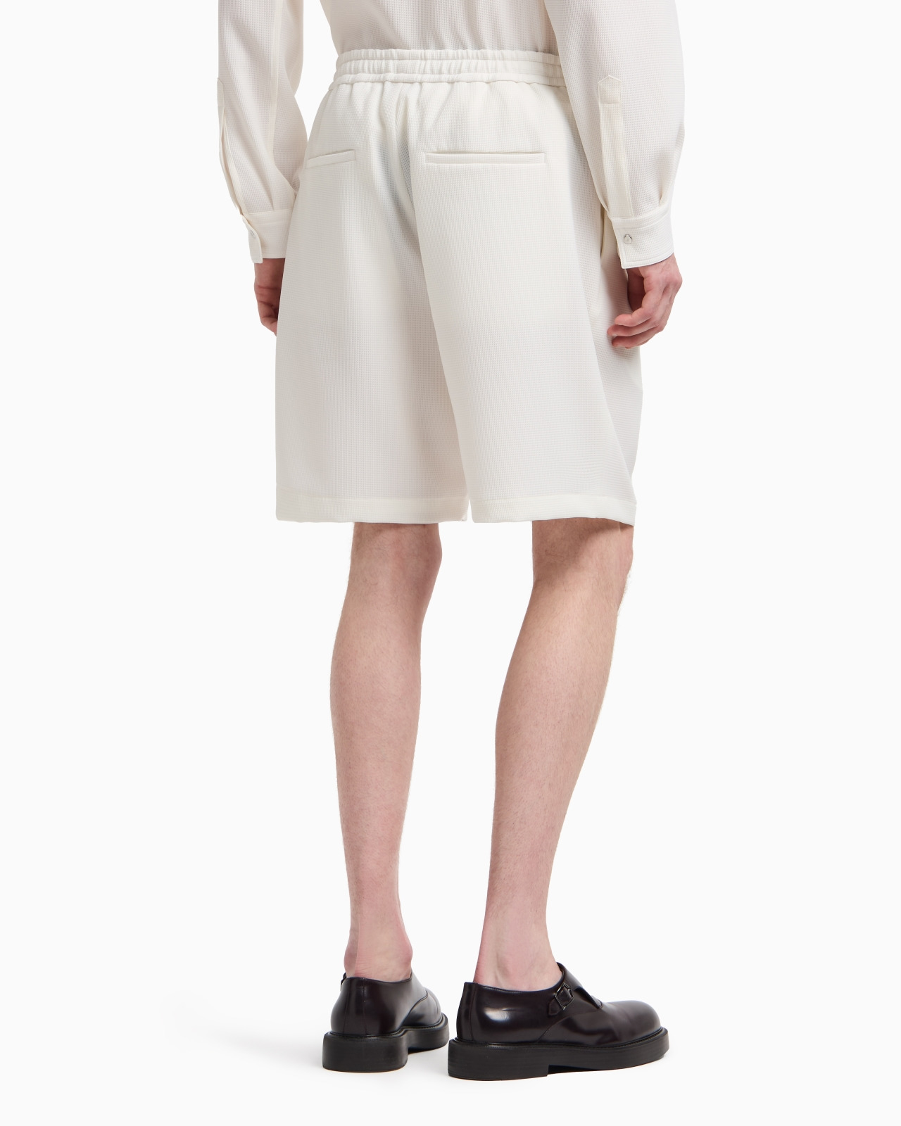 ICON 3D PIQUÉ-EFFECT CRÊPE JERSEY BERMUDA SHORTS - 3