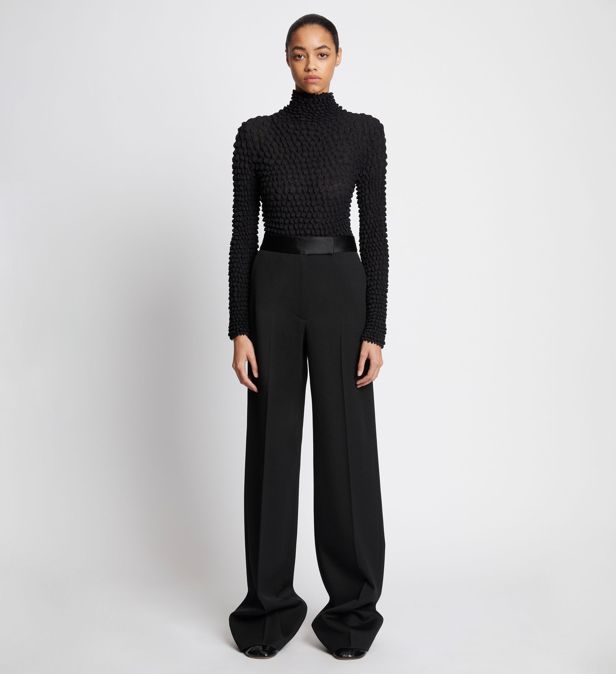 Wool Twill Satin Trim Pants - 2