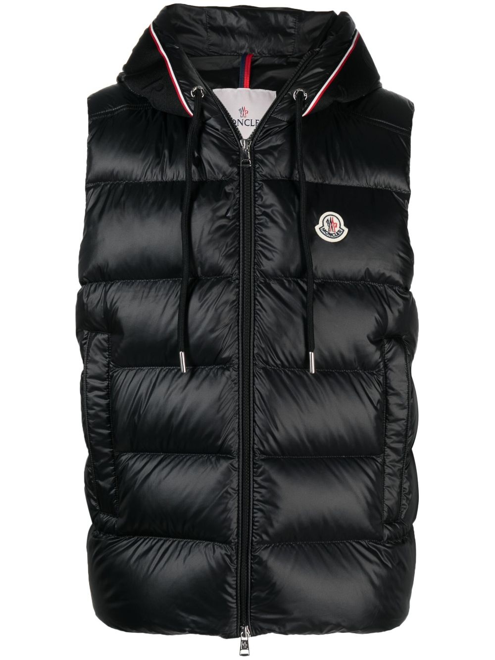 logo-patch quilted hooded gilet - 1