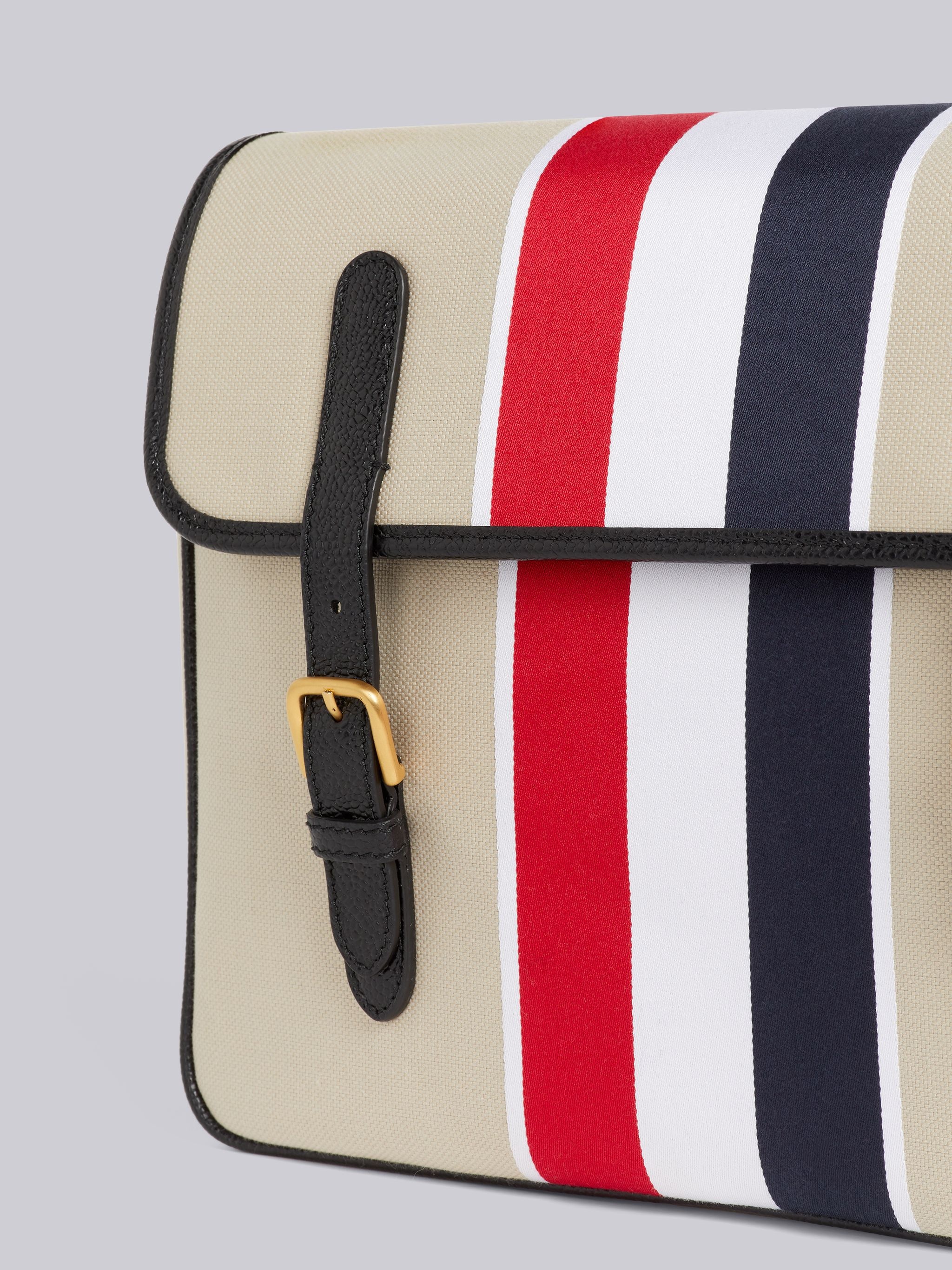 Khaki Canvas Jacquard Stripe Hunting Messenger Bag - 2