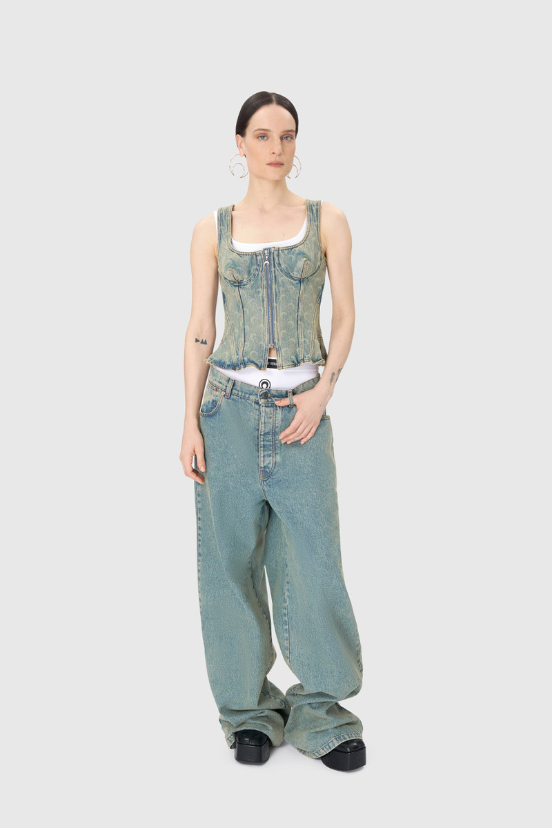 Marine Serre Moon Laser Denim Corset Top outlook