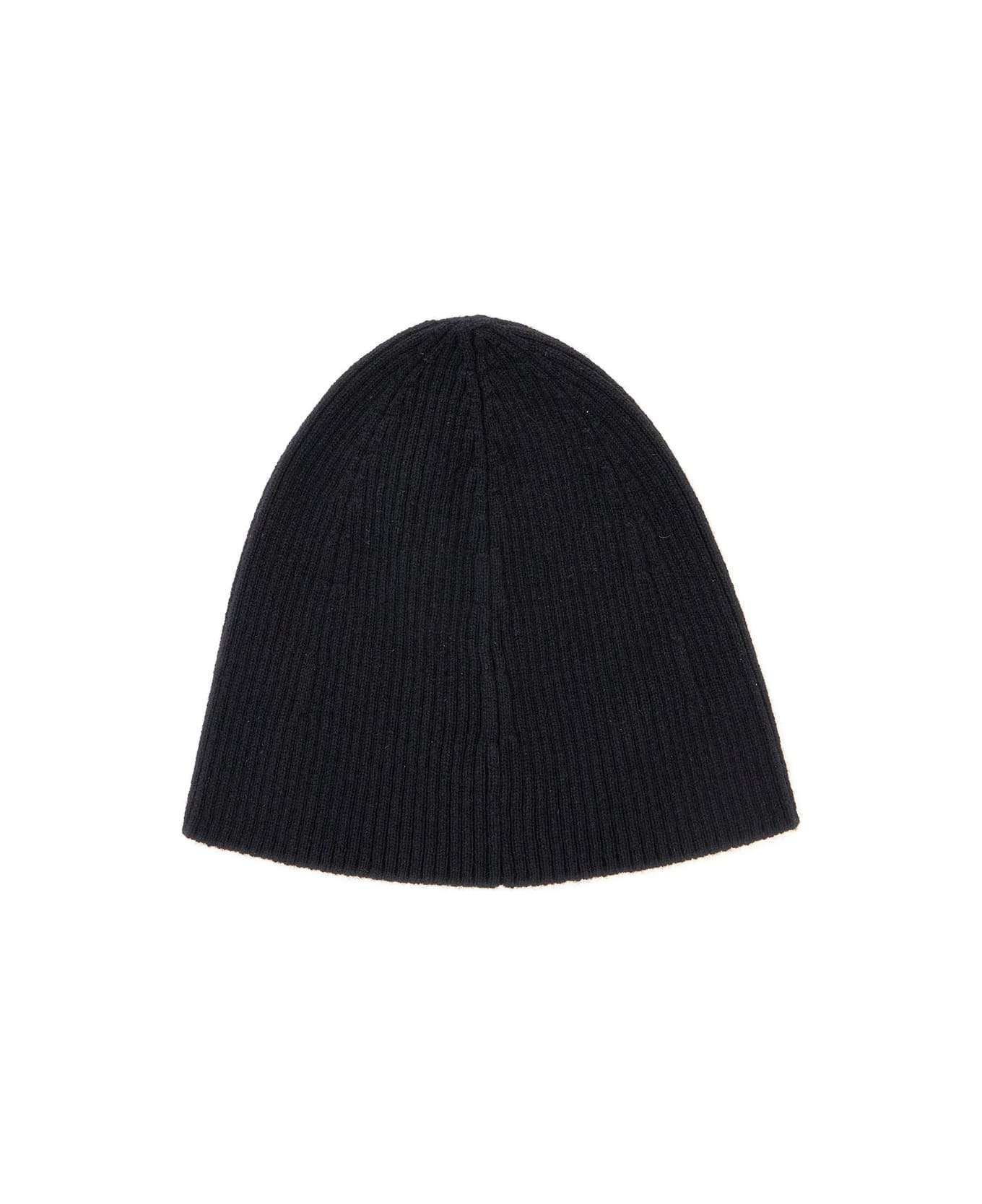 Black Beanie With Logo Patch In Cashmere Man - 2