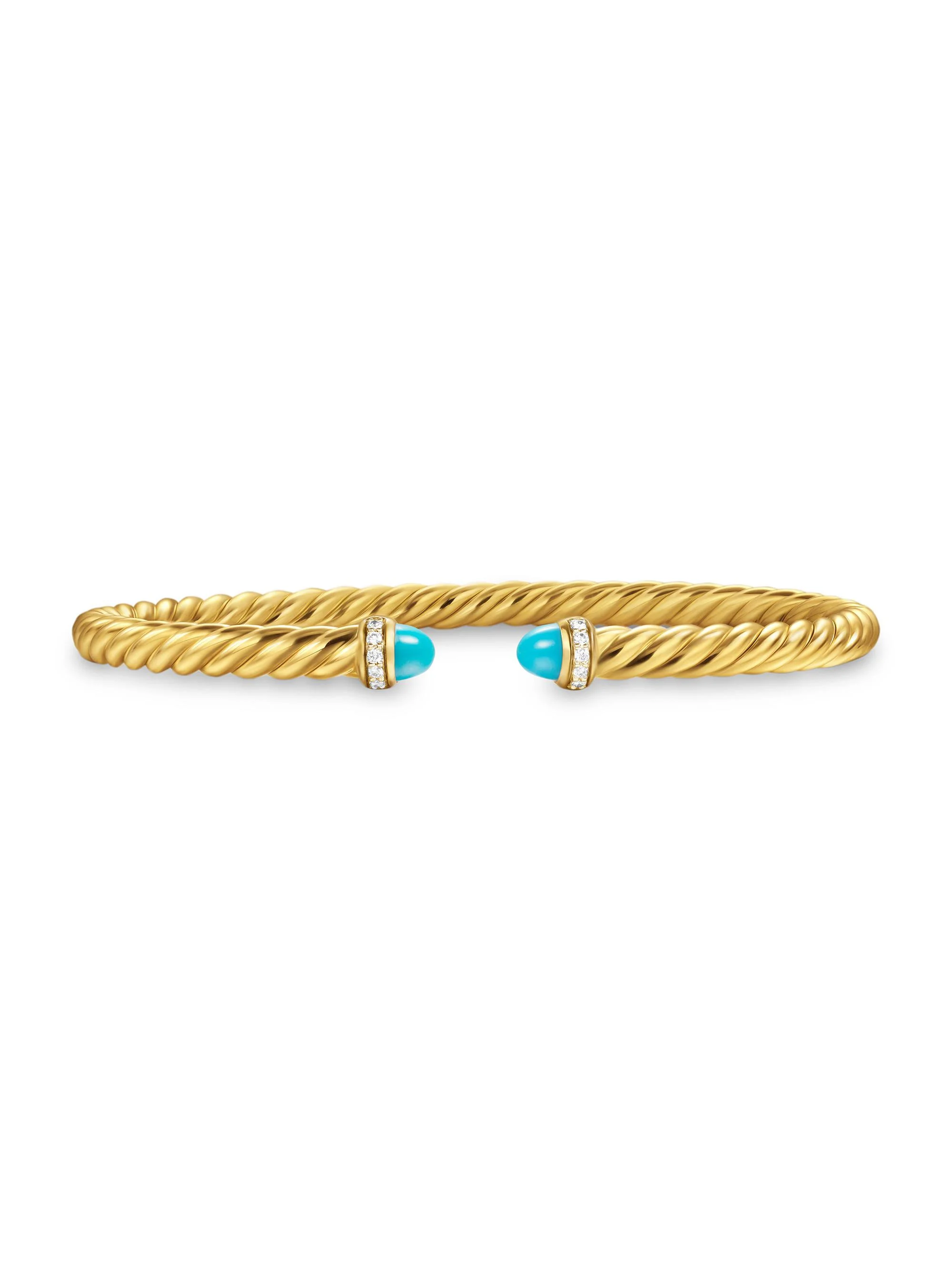 Women's Cablespira Flex Bracelet in 18K Yellow Gold - Turquoise - 1