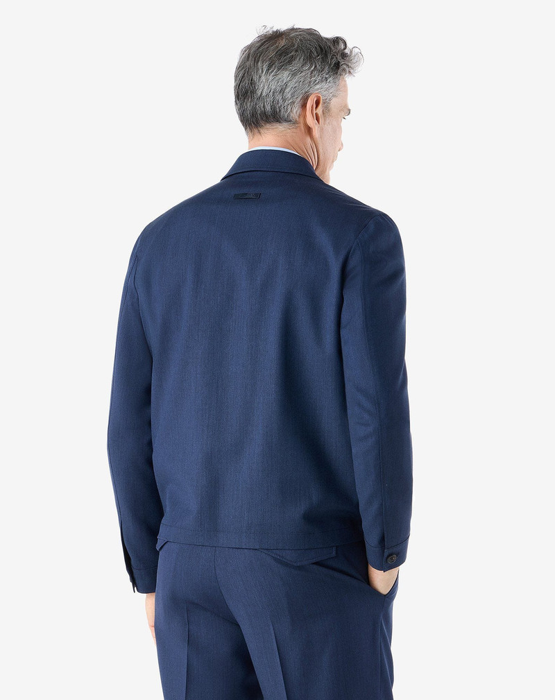 Navy blue wool, silk and mohair overshirt 3