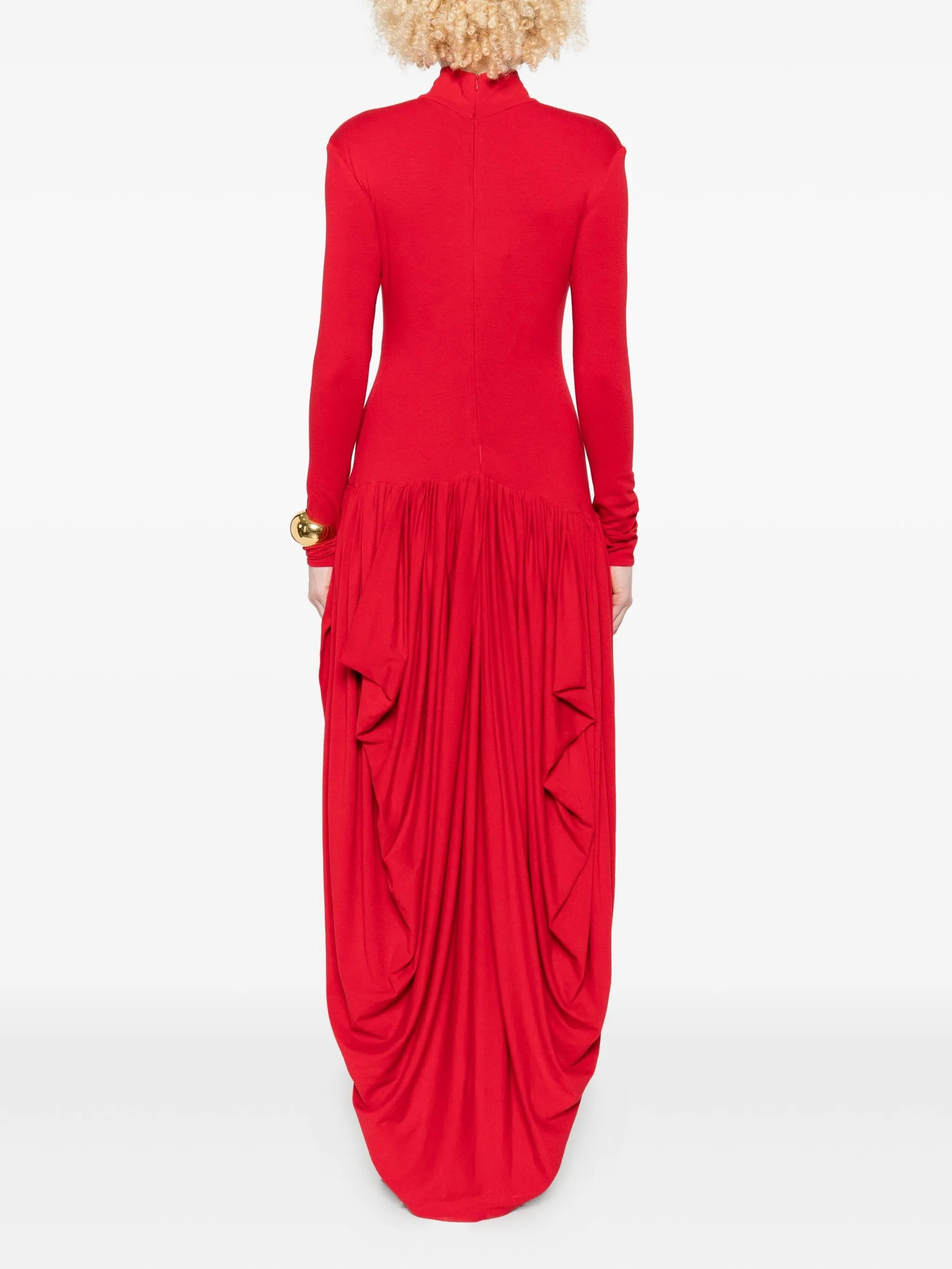 high-neck pleated dress - 4