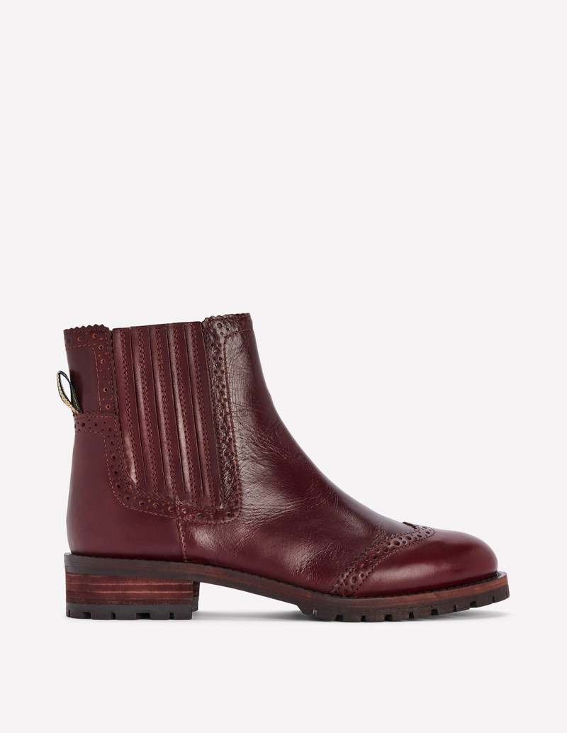 Brogue Detail Chelsea Boots-Oxblood 1