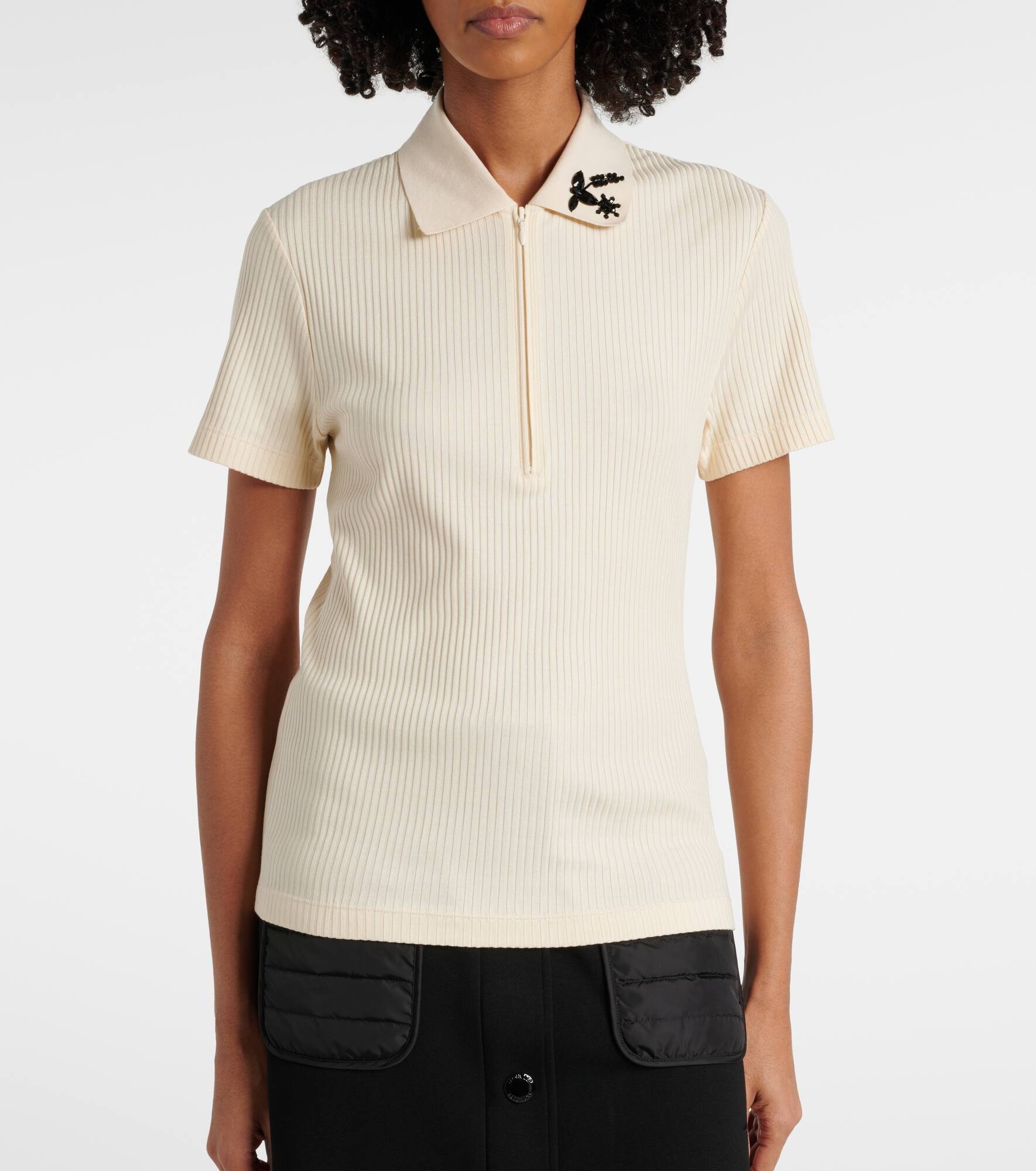 Cotton-blend polo sweater - 5