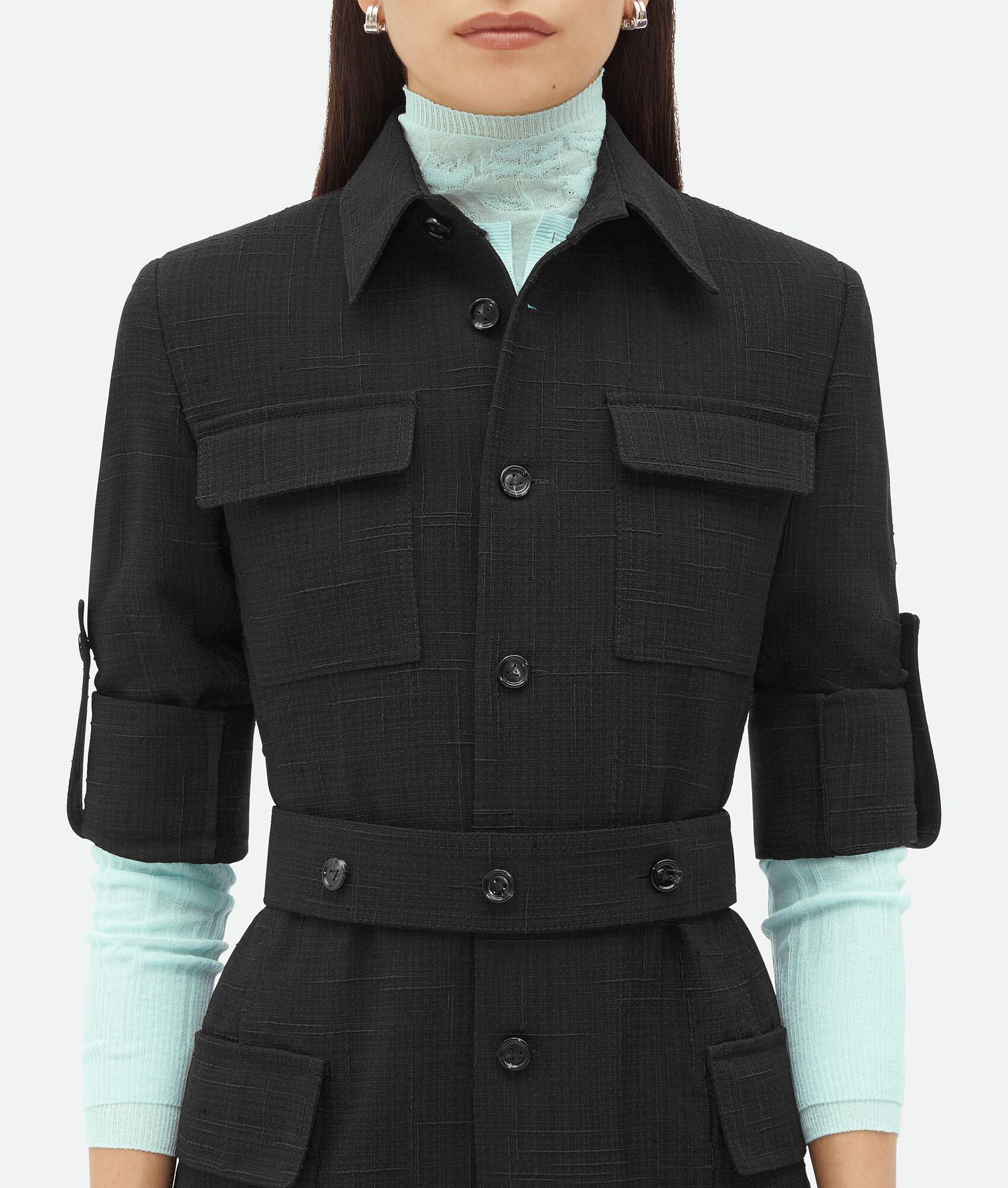Textured Criss-Cross Belted Dress - 4