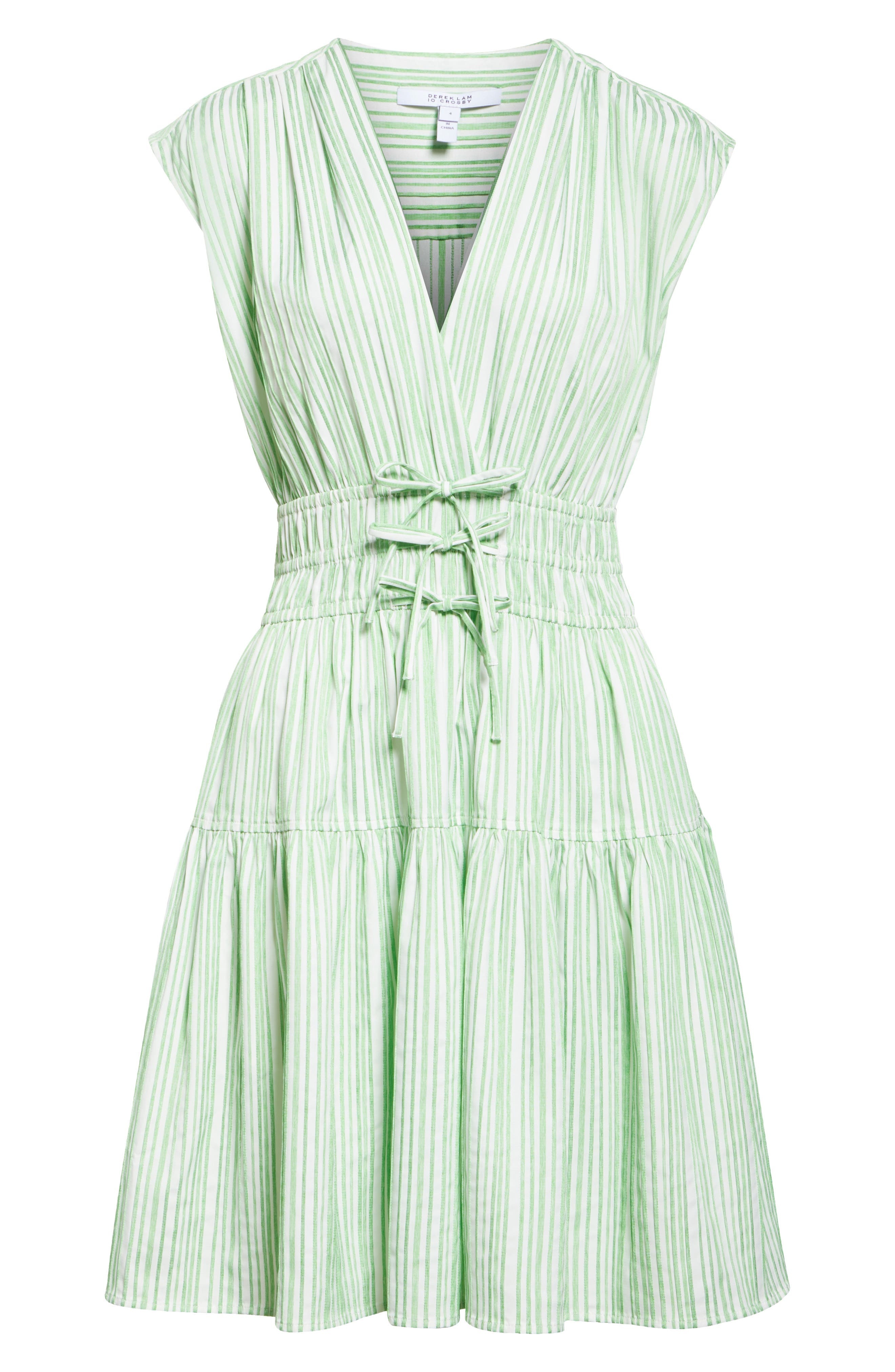 Derek Lam 10 Crosby Tora Stripe Poplin Sundress in Kelly Green/White at Nordstrom - 5