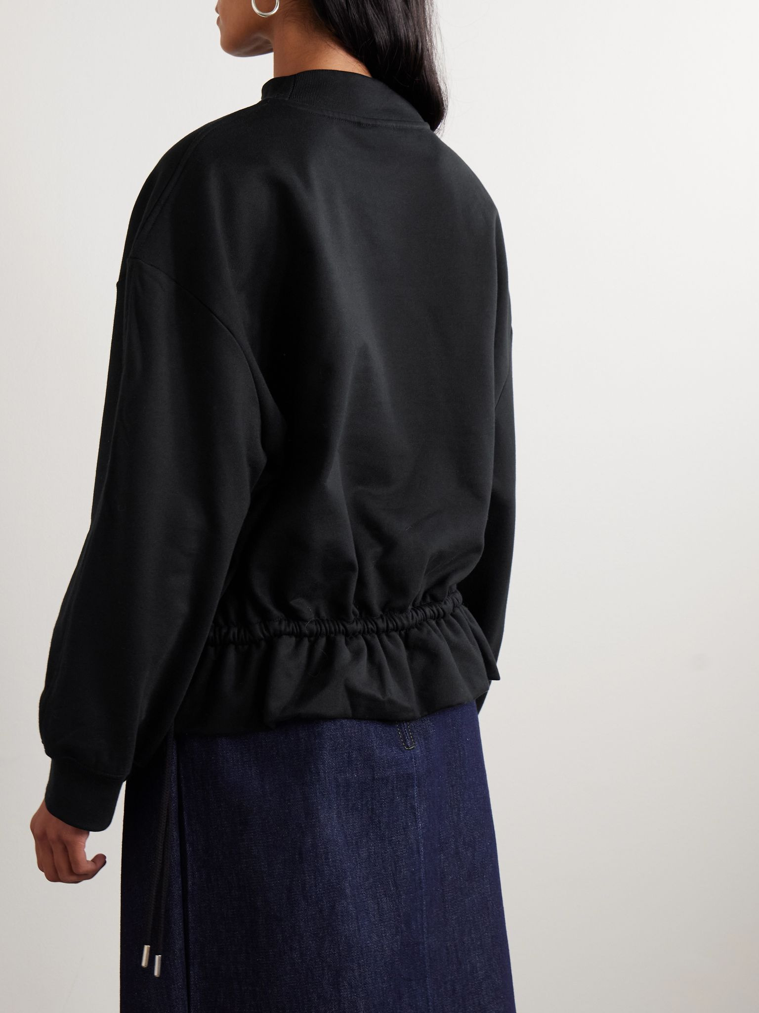 Cotton-jersey peplum sweatshirt Black - 3