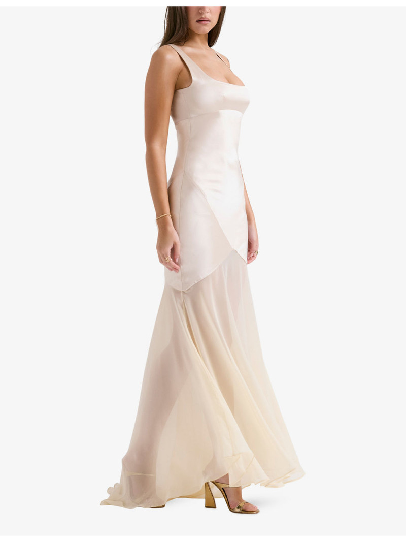 Vittoria chiffon-skirt satin maxi dress 3