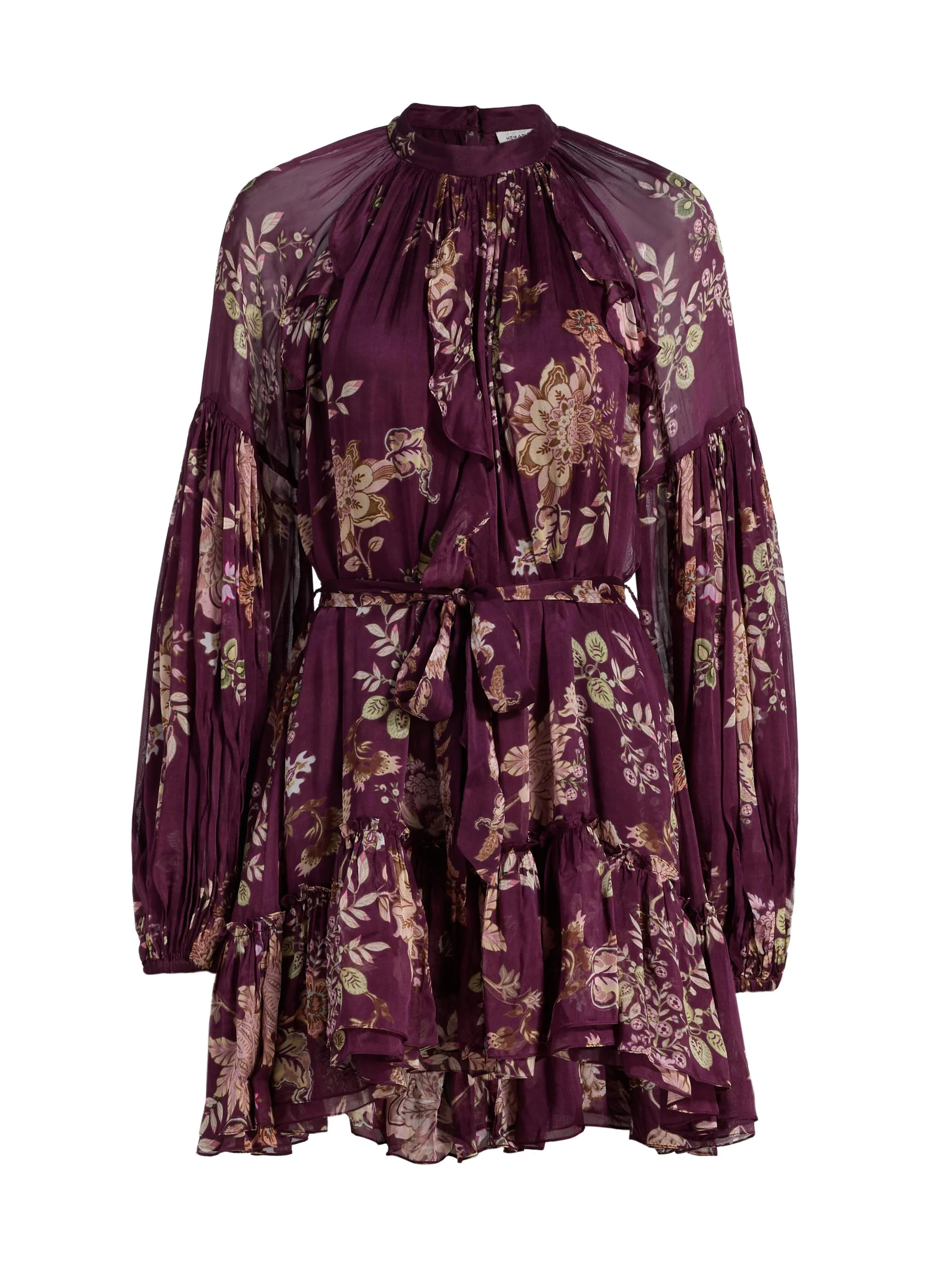 Women's Savi Ruffled Floral Minidress - Burgundy Floral - 1