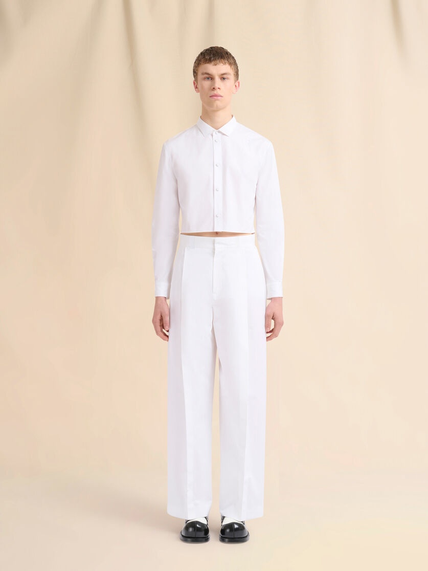 WHITE POPLIN TROUSERS WITH MAXI PLEATS - 2