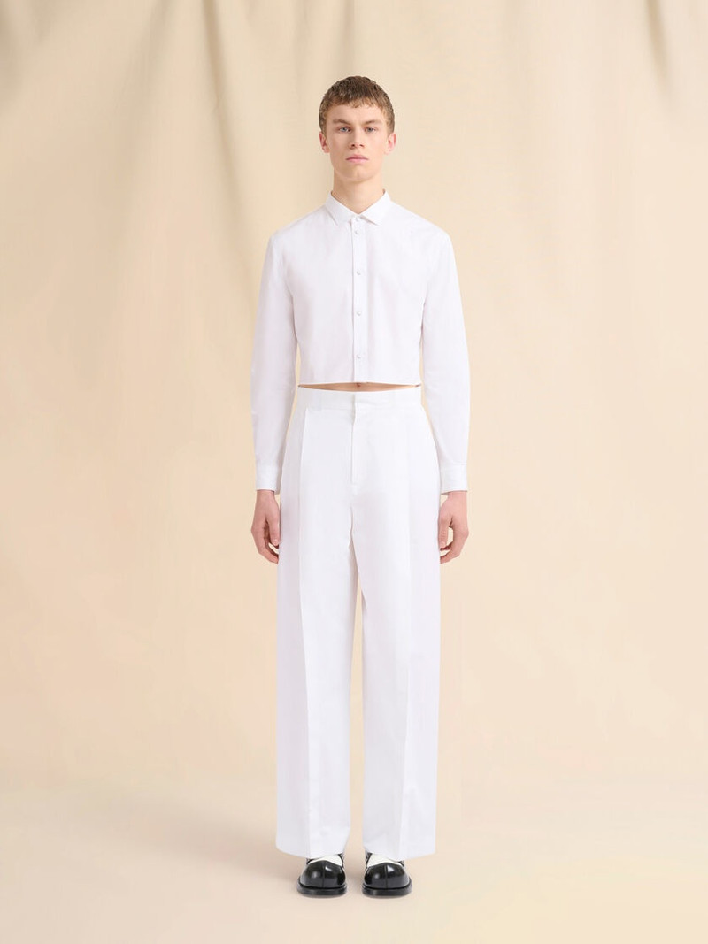 Marni WHITE POPLIN TROUSERS WITH MAXI PLEATS outlook